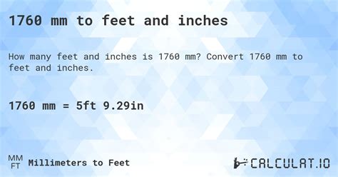 1748mm to feet